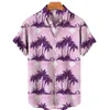 Men's Casual Shirts 2023 Shirt Slim Tops Short Sleeve Hawaiian Beach Holiday Clothing Coconut Tree Sunset Fashion Harajuku Summer