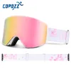 Lunettes de ski COPOZZ Lunettes de ski d'hiver professionnelles Magnétiques à changement rapide Double couches Lunettes de snowboard anti-buée Hommes Femmes Équipement de ski 230802