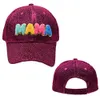 Boné de beisebol para pais e filhos chapéu MAMA feminino viseira de veludo cotelê com letras bordadas chapéus esportivos ao ar livre L9