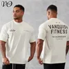 Herr t-shirts män överdimensionerade fit kortärmad t-shirt bomull med tappad axel lös hip hop fitness sommar gym kroppsbyggande toppar tees 230802