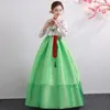 Etniska kläder kvinnor koreansk traditionell kostym minoritet prestanda domstol kläder blommor bröllop festdans klänning