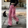 Vrouwen Jeans Vintage Roze Hoge Taille Vrouwen Jeans Star Print Amerikaanse Mode Streetwear Wijde Pijpen Jean Vrouwelijke Denim Broek Baggy Denim Broek 230802