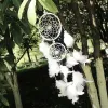 Hot Sale Dream Catcher White Feather Net med 2 ringar Dreamcatcher Craft för att hänga dekoration Tillbehör födelsedagspresenter ll