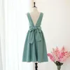 Party Dresses Green V Back Homecoming Dress With Sash Bow Simple Elegant Modest Graduation