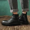 Boots Platform For Men Male Black Shoes Leather Designer Barefoot Man Stivali Ankle 2023 Scarp