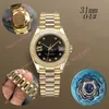 Deluxe 9 Point Flat Roman Diamond Star Bezel Small Diamond 31mm 2813 Gold Automatic Steel Swim Waterproof Watch