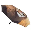 Parapluies Lion 3 Pli Auto Parapluie Vecteur Animaux Plats Manteau Noir Protection UV Portable Pour Hommes Femmes