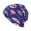 Bérets 2023 Chapeau chaud pour femmes Dia De Muertos Crâne et fleurs Empilage Bonnet tricoté Bonnet Hommes Hip Hop Bonnets