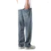 メンズジーンズは男性の足首の長さの男性ストレートデニムパンツy2k服を洗う