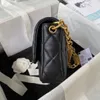 10A最高品質21cm新しいチェーンシープスキンレザーチップ認証ショルダーバッグ女性ブラックハンドバッグレディースコンポジットトートバッグクラッチメス女性財布