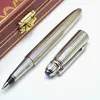 Gel Pens Uniform Design Ca Silver Metal Stripe Rollerball Pen Luxury Blue Gem Top Office School Writing With Serial Number 230803