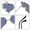 Солнцезащитные очки 2023 UV400 модные мода Rimless Rimless Sun очки стимпанк оттенки смешные очки в форме сердца