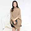 Women's Cape Pullover Casual tröja Autumn Spring Knitting Kvinnlig solid Jumper Cloak Fashion Warm Tassel Hooded Sweaters Capes