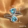 Wedding Rings Luxury Female Heart Ring Trendy Round Silver Color For Women Charm Blue Zircon Stone Engagement Jewelry