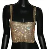 Kvinntankar Camis Full Diamonds paljetter Cami beskuren mode rygglösa remmar Camisole bling s party crop för kvinnor 230802