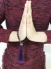 Strand annodato a mano Mala Mini Rosari Bracciali 8MM Braccialetto di quarzo viola Preghiera Bodhi Regalo per amore da polso Yoga