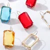 Dangle Boucles D'oreilles À La Mode Géométrique Carré Pendentif Suspendu Boucle D'oreille Pour Les Femmes Rouge Transparent Résine Goutte De Mariage De Noël Bijoux