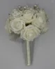Flores decorativas artificiales 9 pulgadas ramo de rosas de espuma con perlas blanco rosa flor de dama de honor boda nupcial