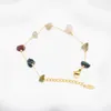 Bracelet en pierre de couleur naturelle de style bohème pour les femmes plaqué or en acier inoxydable lien filles bijoux cadeau. Bas prix