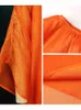 Grote maten jurken oranje losse dames off-shoulder pullover doorzichtige mouw oversized jurken voor dames casual feestoutfits met voering 230803