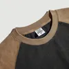 Men's T Shirts Men Retro Contrast Color Paneled T-Shirt Relaxed Fit Long Sleeve Raglan Tee 285gsm Washed Cotton Tops