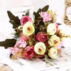 Decorative Flowers Artificial Sophia Rose Bud Bouquet Indoor Table Decoration