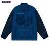 Giacche da uomo Vintage Building Graphic Hip Hop Jacket Cappotti Harajuku Loose Autunno Inverno Oversize 2023 Uomo Streetwear