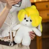 30CM Creative Banana Dog Peluche Toys Kawaii White Dog Doll Stuffed Soft Puppy with Banana Hat Funny Toy for Children