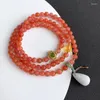 Strand Wholesale Bracelet en pierre naturelle rouge du sud perles rondes en cristal avec rangée de main de goutte d'eau pour les femmes fille bijoux de mode