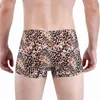 Caleçon mode imprimé léopard Boxershorts respirant glace soie hommes sous-vêtements 3D poche Shorts sans couture mâle Boxer pantalon