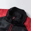 Мотоциклетная одежда Мужская мотоциклевая кожаная куртка палочка бомбардировщик водонепроницаемый теплый мода сплайсинг винтажный воротник ездит на черная длинная куртка x0803