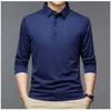 Polo da uomo Streetwear Moda Uomo Solid Polo Primavera Autunno TShirt Manica lunga coreana Risvolto Abiti maschili sottili Business Top 230803