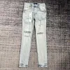 Jeans Roxo Marca Vários Estilos Designer Mens Rasgado Reta Regular Denim Lágrimas Lavadas Velha Longa Moda Buraco Stack TJ9T e2Bd #