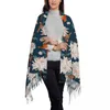 Schals, personalisierbar, bedruckt, Vintage-Stil, japanische Nationalblume, Chrysantheme, langflorig, Fransen, Herrenschal, Damen, Anti-Chill