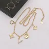 20Style Luxury Designer Brand Double Letter Necklaces Chain Gold Plated Fashion Four Clover Leaf Sweater Newklace for Women Wedding Jewerlry Accessories