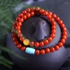 Strand authentique pierre rouge du sud Liangshan Bracelets naturels perle verte pour les femmes cadeau d'anniversaire bijoux en cristal