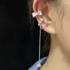 Pendientes traseros DAYIN Zircon Clip de lazo para mujer chica cadena borla onda oreja hueso gancho fiesta joyería 1 pieza Pulseras