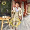 Suits Boys Suit Wedding Tuxedo 3 Piece Beige Jacket Pants Vest Kids Custom Blazer Set Slim Fit Outfit Fashion conjuntos de blazer 230802