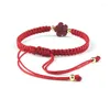 Charm Bracelets Para Mulheres Trançado Ajustável Sorte Red Thread Corda Cinnabar Little Cártamo Pulseira Casal Amizade Presente