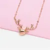 Chains 585 Purple Gold Plated 14K Rose Fashion In Elk Antler Necklace Pendant Heart-shaped Clavicle Chain Banquet Jewelry