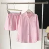 Survêtements femme décontracté confort rayé haute qualité Short costume rose doux 2023 automne et petit haut ensemble 2 pièces