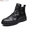 Stövlar herrskor Nya topp British Motorcykel läderstövlar Herrarna tjocka sulade trend Chelsea Boot Men's Casual Shoes Platform Boots Z230803