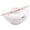 Skålar Instant Noodle Bowl Ramen Chopsticks Japanese Soup Cup Spoon Söt bambuis