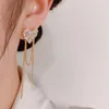 Pendientes de tuerca Cogonia 2023 14K chapado en oro con corazón de circón para mujer, pendiente de gota de borla brillante de lujo, regalo de joyería para fiesta