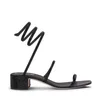 RENE CAOVILLA Cleo sandálias de dedo aberto cristal enfeitado em espiral envolto em torno de sandálias entrelaçadas sandália de strass salto bloco feminino arco-íris de alta qualidade
