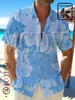 Erkekler Sıradan Gömlekler Royaura Linen Chambray Tropical Tatil Hawaiian Büyük Uzun Uzun Uzun Aloha Gömlek Yaz Tops