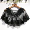 Scarves Women's Spring Summer Black Lace Patchwork Mesh Pashmina Female Sunscreen Shawl Cloak R1503