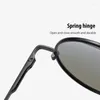 Zonnebril Gepolariseerd Voor Mannen Vrouwen Ronde Metalen Opvouwbare Pochromic Zonnebril Vintage Luxe Designer Shades