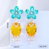 Boucles d'oreilles pendantes Siscathy 2023 luxe cubique zircone cristal pierre précieuse fleur pendentif goutte pour les femmes coréenne mode Banquet bijoux