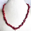 Kedjor liten storlek röd korall oregelbunden freeform chip grus halsband för naturliga sten pärlor smycken choker krage tillbehör 3-5-8mm